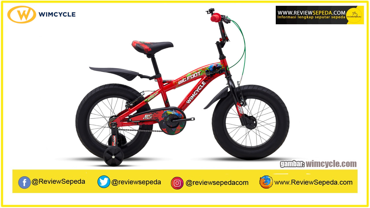 Sepeda Anak Wimcycle 16″ BMX BIG FOOT - Merah